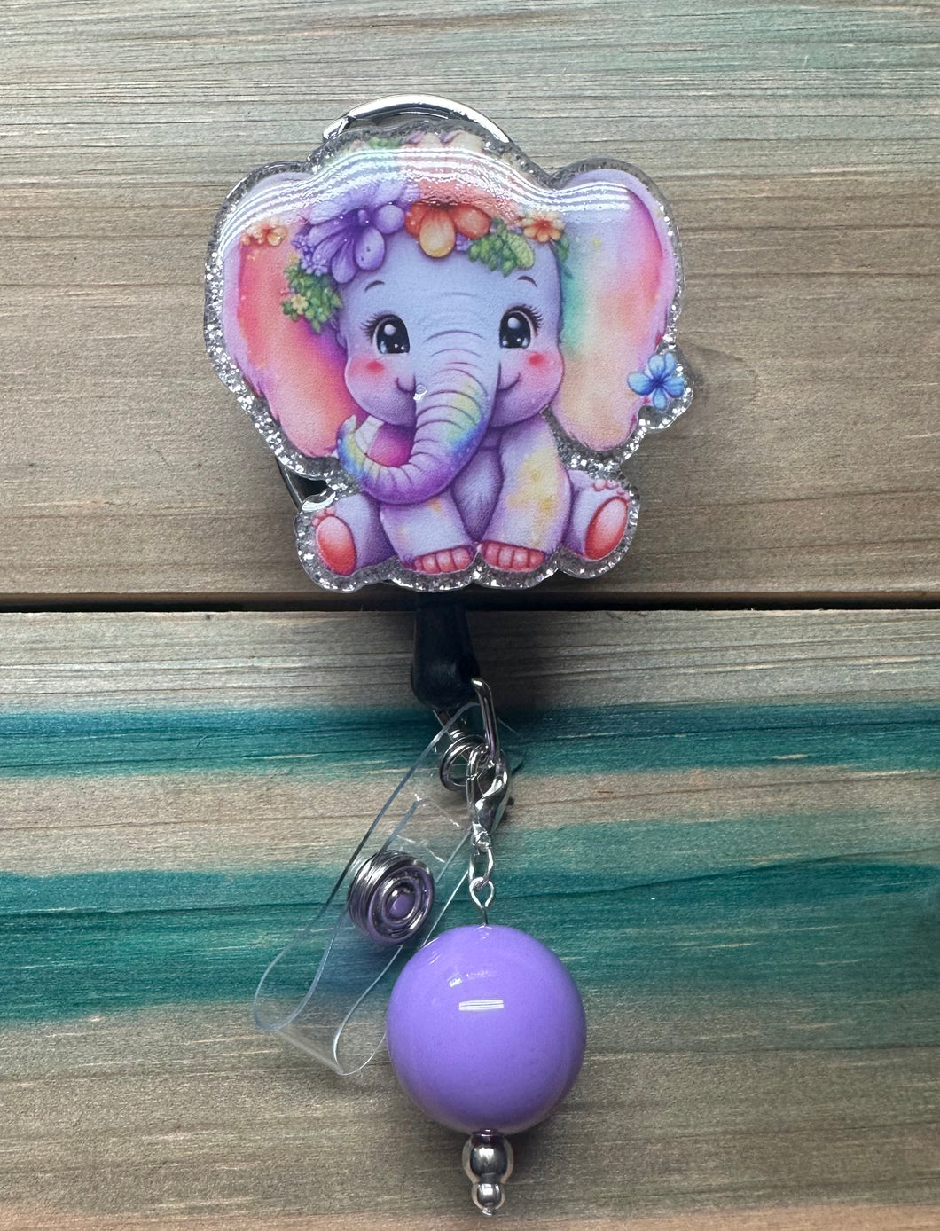 Rainbow Elephant Badge Reel