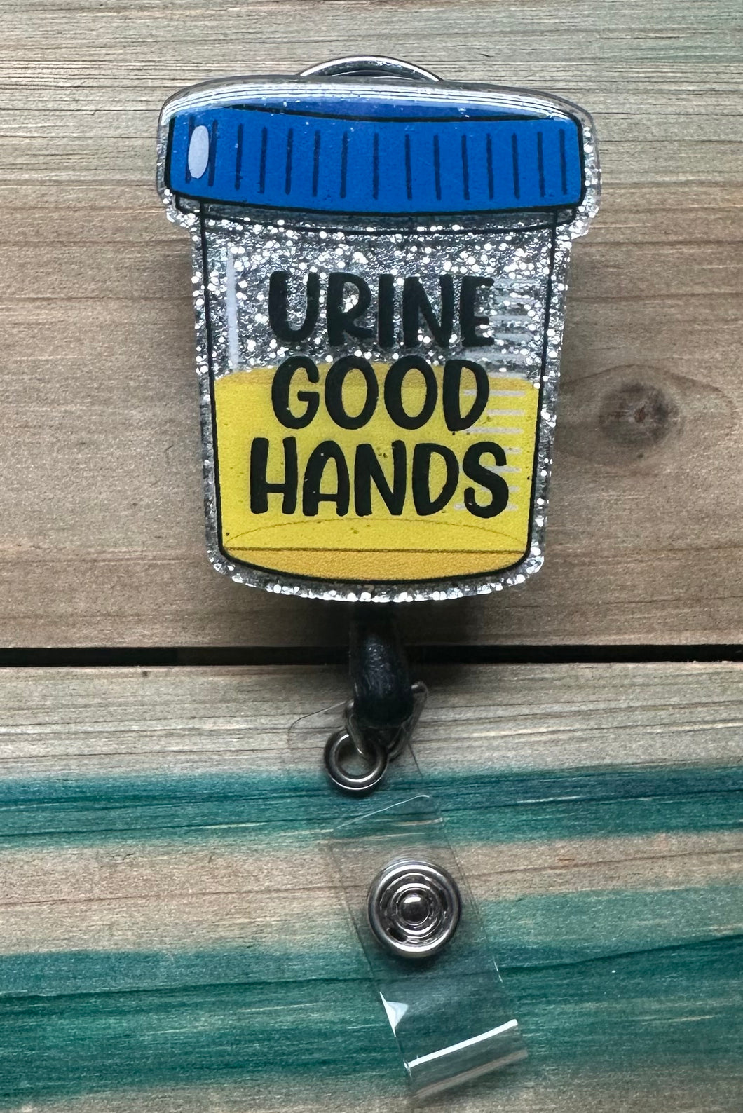 Urine Good Hands Badge Reel